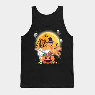 Golden Retriever Dog Mummy Witch Moon Ghosts Happy Halloween Thanksgiving Merry Christmas Day Tank Top